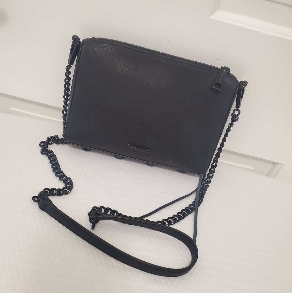 Rebecca Minkoff Avery Black Saffiano Leather Crossbody Bag, Stylish, Chic